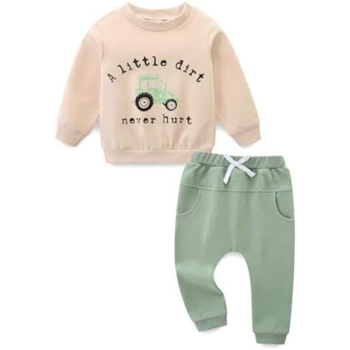 Toddler Baby Boy Clothes Long Sleeve Crewneck Sweatshirt with Pants Spring Fall Winter Outfits