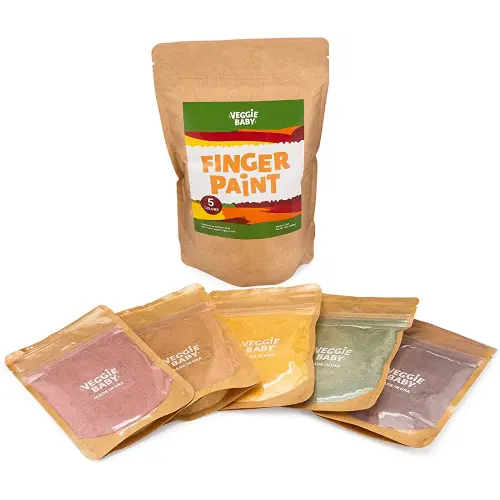 Veggie Baby Finger Paints for Toddlers, Vegan, Organic Baby Safe Coloring, Play, Colorful Eco Painting (5 Colors)