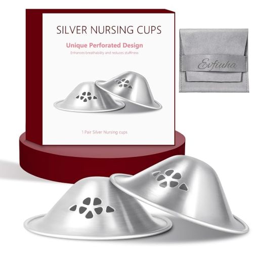 999 Silver Nursing Cups, Original Perforated Breathable Design, FSA&HSA Eligible Silver Nipple Covers for Breastfeeding Essential, Nipple Shields for Breastfeeding Newborn (Regular)