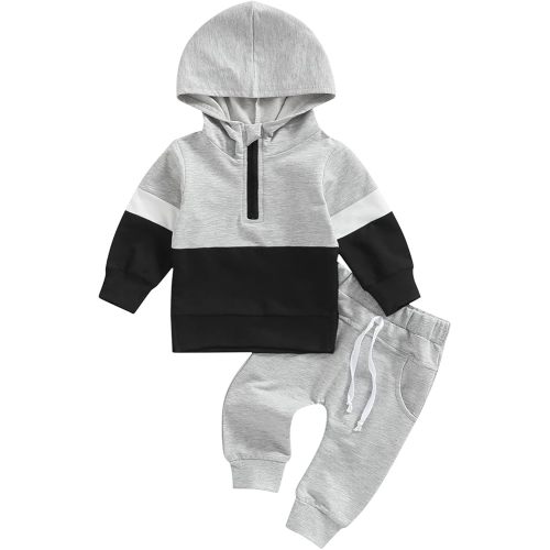 Noubeau Toddler Baby Girl Boy Clothes Long Sleeve Hoodie Zip Sweatshirts Pullover Tops+Casual Pants Set Fall Winter Outfit