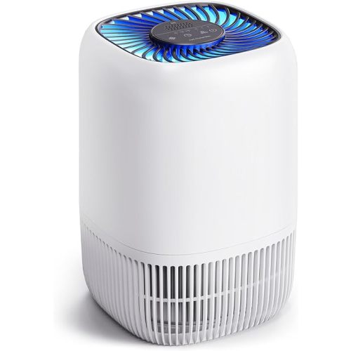 Air Purifiers for Home with H13 True HEPA Filter Up to 1076 Ft² for Pet Hair, Odors, Pollen, Smoke, Compact Air Cleaner with 3 Speeds, Timer, Aroma Quiet 360°Intake Filter, White