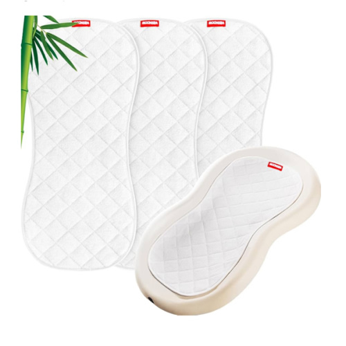 Moonsea Quilted Thicker Changing Pad Liner 3 Pack Waterproof, Fit for Changing Table Liners are Warm On a Baby's Back Non-Slip Design Reusable Pads Machine Washable, White