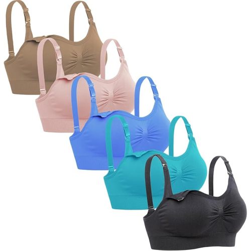 Lataly Womens Seamless Nursing Bra Sleeping Maternity Bralette for Breastfeeding Pack of 3
