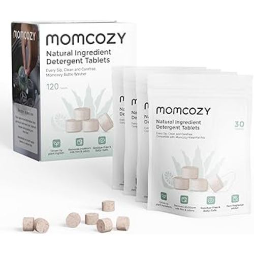 Momcozy Natural Washing Block for Baby Bottle Washer, Powerful Plant-Based Formula, Safe & Residue-Free, 120 Tablets