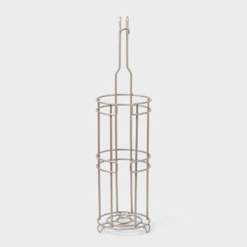 4 Roll Reserve Plus Freestanding Toilet Tissue Holder Silver - Threshold™: Steel Construction, 23.937" Height, 6.5" Width
