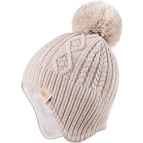 Baby Beanie Hat, Winter Warm Knit Cap and Scarf Set with Pom Pom for Girls, Toddler Winter Hat(0-36months)