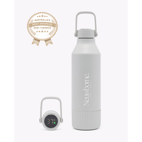 Neuwborne Formula Feeding Thermos | Keeps Water Warm 12H – Smart Temp Display - Stone – Neuwborne the label