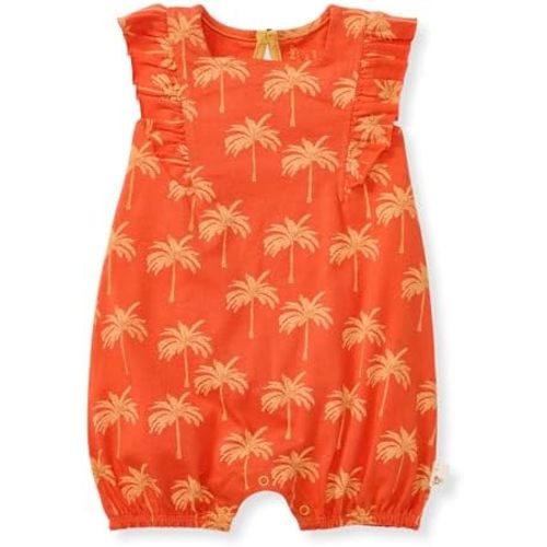 Burt's Bees Baby Baby Girls Romper - 100% Organic Cotton, One-Piece Shortall Girl Outfit for Sizes Newborn to 24 Months