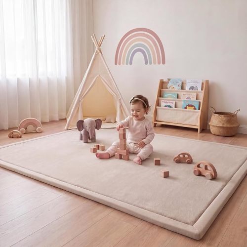 1.3" Thick Baby Play Mat for Floor,39x59 Memory Foam Tummy Time Mat