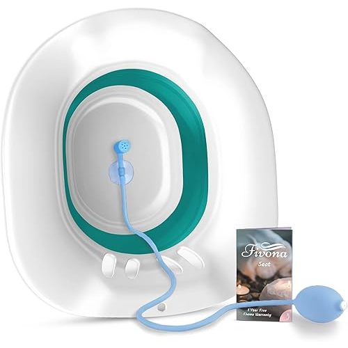 Sitz Bath for Hemorrhoids Soak and Postpartum Care | Toilet Seat | Bartholin Cyst Tub | at Home Soaking Procedures for Men and Detox Vaginal Steaming for Women with Massage Hand Flusher