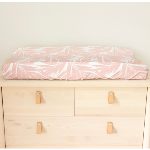 Pink Palm Changing Pad Cover