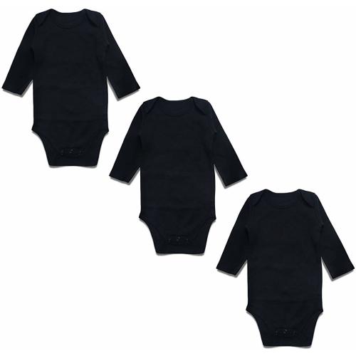 Baby Cotton Bodysuits 0-2T 3-Pack Infant Boys Girls Solid Onsies Long Sleeve One-Piece Romper Jumpsuit Outfit