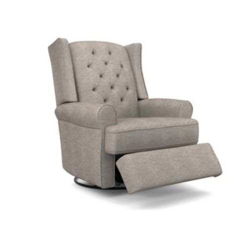 Best Chairs® Storytime Series Finley Swivel Glider Recliner in Stone Grey - STONE GREY - RECLINER