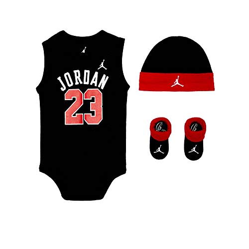 Nike Jordan Infant Jumpman Air 23 3 Piece Set (Black(LJ0208-023)/Red, 0-6 Months)