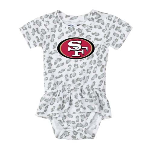 Girls Infant San Francisco 49ers  Wes & Willy White Leopard Print Ruffled Romper