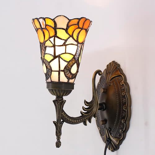 Tiffany Wall lamp Stained Glass Yellow Sunflower Style 5X8X11 inch Insert Wall Bedside lamp Suitable for Corridor bedrooms