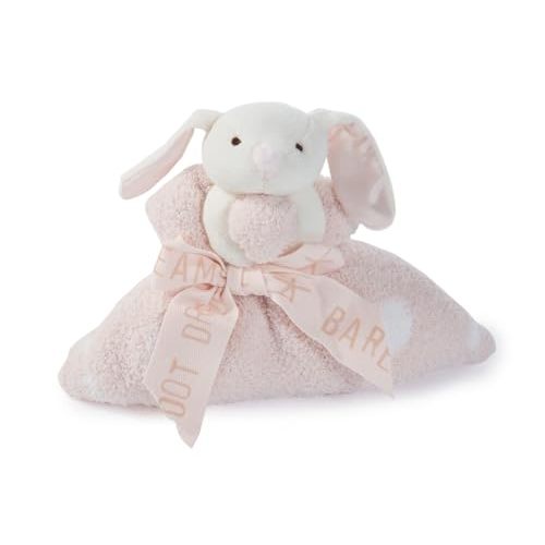 Barefoot Dreams CozyChic Dream Mini Blanket with Buddie Bunny Plush Toy, Toddler Ultra Soft Cozy Blanket, Lightweight Comfort Companion, Gifts for Girls & Boys, Machine Washable, 16" x 16", Pink/White