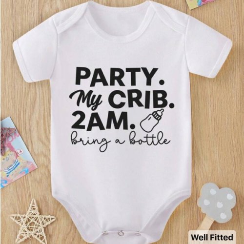 SHEIN Vintaside Kids Baby Boy Casual Creative Milk Bottle & Letter Print Bodysuit, Short Sleeve | SHEIN USA