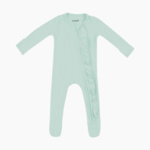 Kyte Baby Ribbed Ruffle Zipper Footie - Sage, 6-12 M