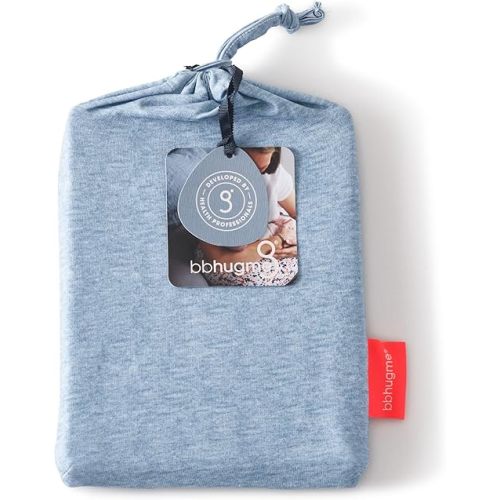 bbhugme Nursing Pillow Cover - Cotton Jersey Fabric - Fits Nursing Pillow for Breastfeeding, Bottle Feeding and Bonding - Cover Only, Nursing Pillow Sold Separately, Blue Melange