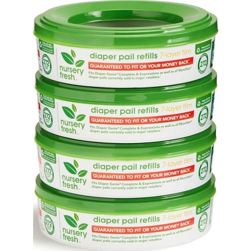 Nursery Fresh® Refill Rings for Diaper Genie® and Munchkin® Diaper Pails, Holds up to 1,088 Newborn Diapers, 4 Pack