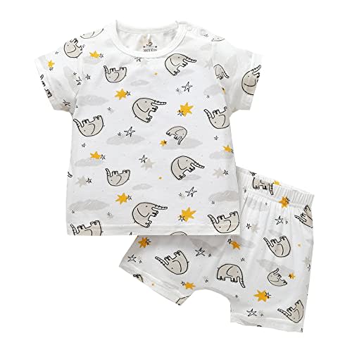 Zanie Kids Toddler Pajamas for Boys Girls Summer Bamboo Baby Short Sleeves Pjs Cotton Sleepwear 6M-3T
