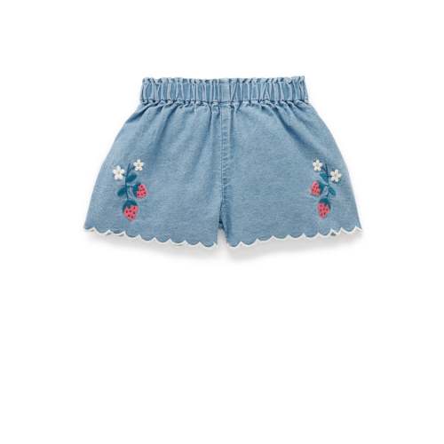 Scalloped Denim Shorts