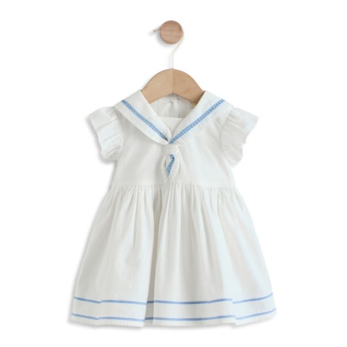 Sailor Collar Flutter Sleeve Dress
