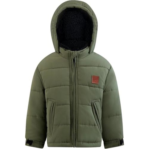 LONDON FOG Baby Boys' Heavyweight Puffer Jacket Fleece-Lined Brushed Microfiber Winter Coat