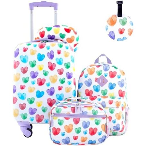 Travelers Club 5 Piece Kids' Luggage Set, Thumbprint Heart