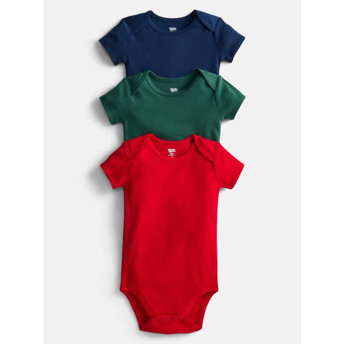 Wonder Nation Baby Boys' Solid Bodysuit with Short Sleeves, 3-Piece, Sizes 0M-24M