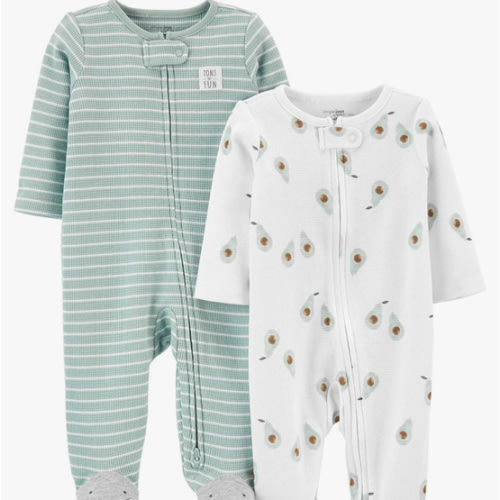 Simple Joys by Carter's unisex-baby 2-way Zip Thermal Footed Sleep and Play, Pack of 2