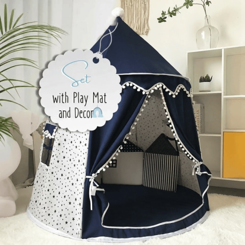 Cozy Kids Play Tent | Indoor Canvas Teepee Tent | Perfect for Playroom or Nursery