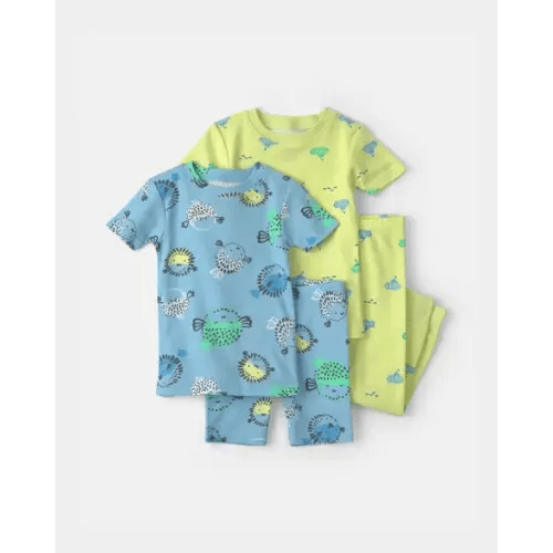 Baby Boy Pufferfish 100% Cotton 4-Piece Pajama Set - Blue/Green | Carter's