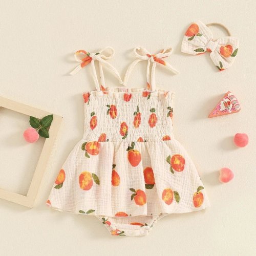 Peachy Keen Onesie Dress & Bow – The Ollie Bee