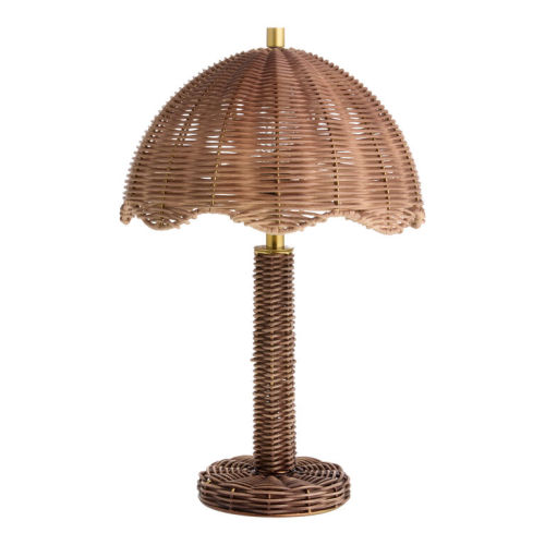Charlotte Walnut Rattan Scalloped Shade Table Lamp