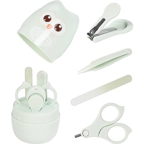 Baby Nail Kit, Baby Manicure Kit and Pedicure kit,4-in-1 Safe Baby Nail Kit with Cute Owl Shape Case.Baby Nail Clipper, Scissor, Baby Nail File & Tweezer for Newborn, Infant & Toddler(Green)