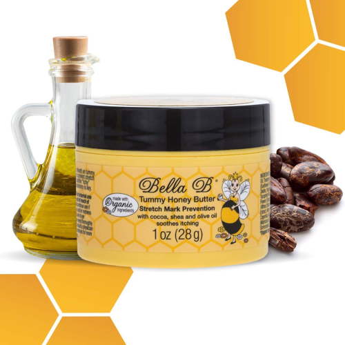 BELLA B Tummy Honey Butter 1 oz - Tummy Butter For Fading Stretch Marks - Made with Organic Ingredients - Pregnancy and Baby Safe - Baby Shower Gift