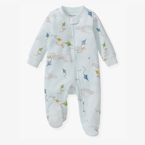 Burt's Bees Baby Boys Sleep and Play Pajamas, 100% Organic Cotton, One-piece PJs, Diagonal Zip Up Loose Fit Footie