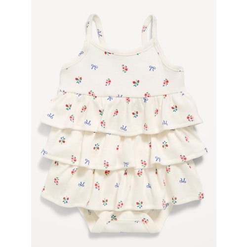Printed Ribbed Tiered Bodysuit Dress for Baby