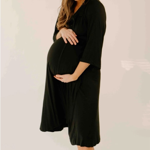 Lila Labor & Postpartum Gown in Black