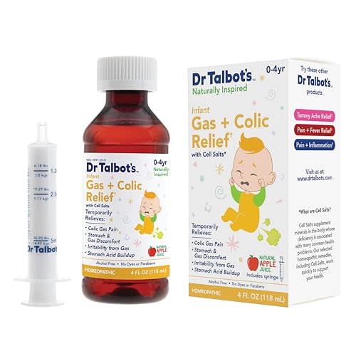 Dr. Talbot's Infant Gas + Colic Relief Liquid Medicine - 4 fl oz | Naturally Inspired - Includes Syringe - Apple Juice Flavor