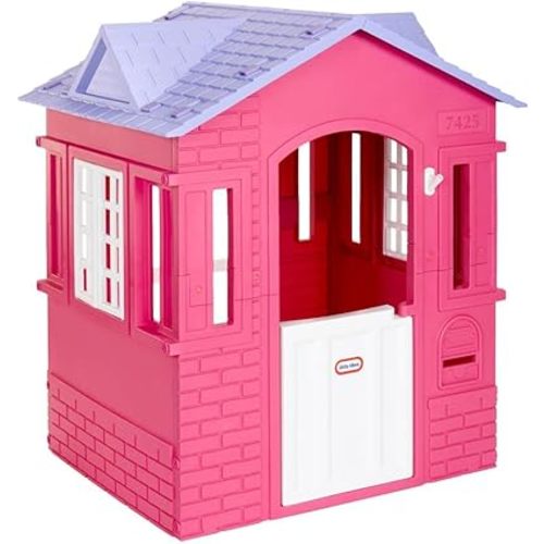 Little Tikes Cape Cottage Pretend Princess Playhousefor Kids, Indoor Outdoor, with Working Doors and Windows, for Toddlers Ages 2+ Years,Pink,Large