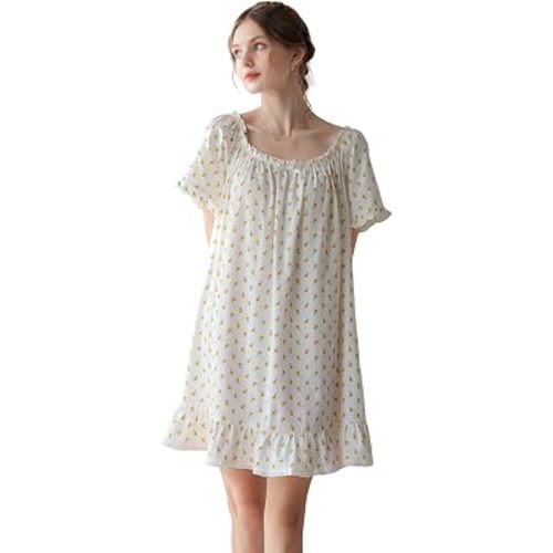 Women's Cotton Nightgowns Vintage Lightweight Gown Sets Short Sleeve Princess Nightdress