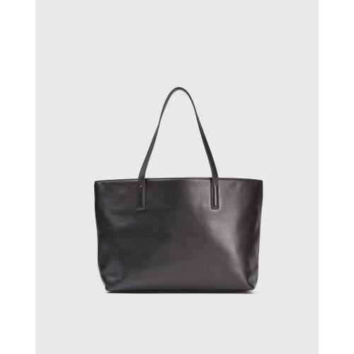 Classic Italian Leather Tote in Black