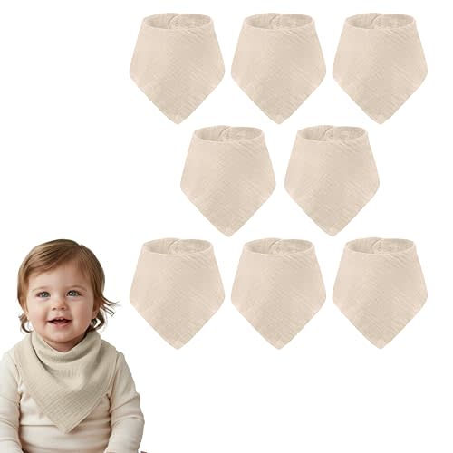 Muslin Baby bibs for drooling and teething, 100% cotton, Bibs for baby girl, Muslin bibs for boys (8 Pack)