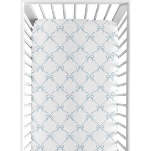 Sweet Jojo Designs Girl Baby Fitted Crib Sheet Ballerina and Ballet Bows Blue and White
