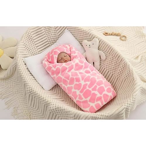 Flannel Baby Blanket Reversible Super Soft Blankets for Boys Girls Infant Newborn Sherpa Receiving Blankets for Crib Stroller Pink 30" x 40"