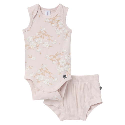 Modern Moments by Gerber Baby Neutral Viscose Sleeveless Bodysuit and Short Outfit Set, 2-Piece, Sizes Newborn - 12 Months