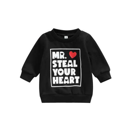 Aunavey Toddler Baby Boys Girls Valentine's Day Sweatshirt MR. Steal Your Heart Pullover Spring Clothes Top